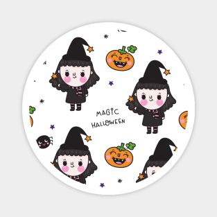 Cute Halloween witch cartoon kawaii design Magnet